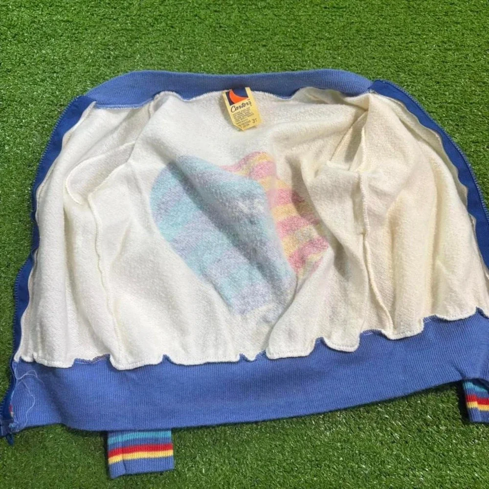 Vintage 70s Carters Toddler 3T Zip Up Jacket‎ Retro Coast Lines Groovy